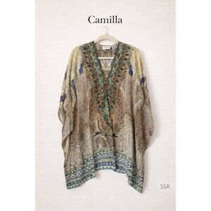 Camilla Silk Beaded Kaftan Tunic One Size Embellished Designed in Australia